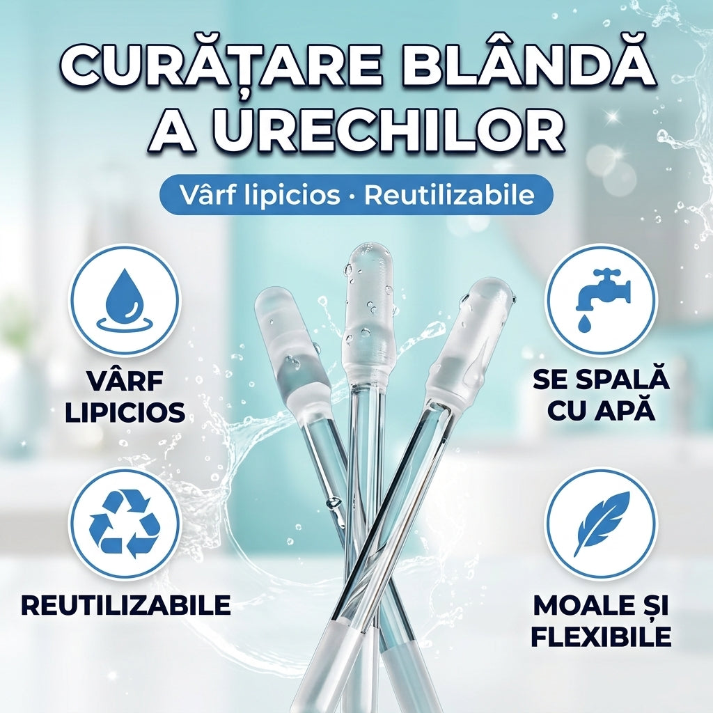 Bețișoare lipicioase reutilizabile pentru urechi – 24 buc
