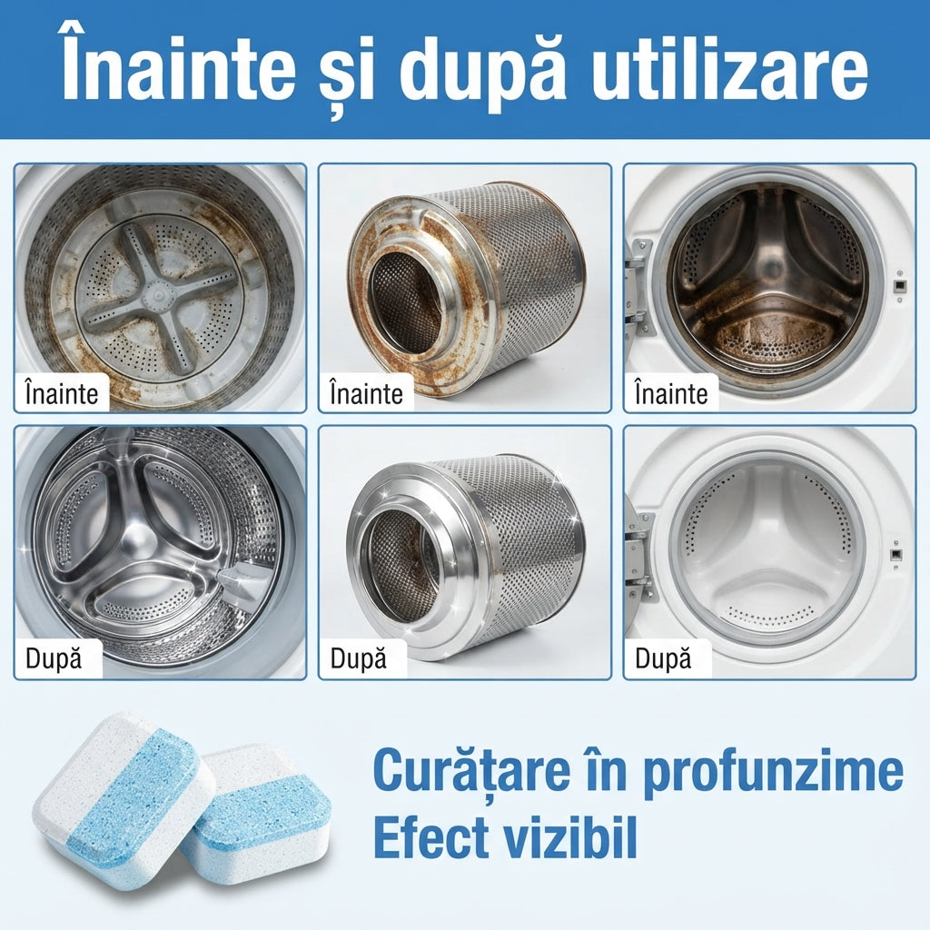 Tablete de curățare pentru mașina de spălat – tambur curat